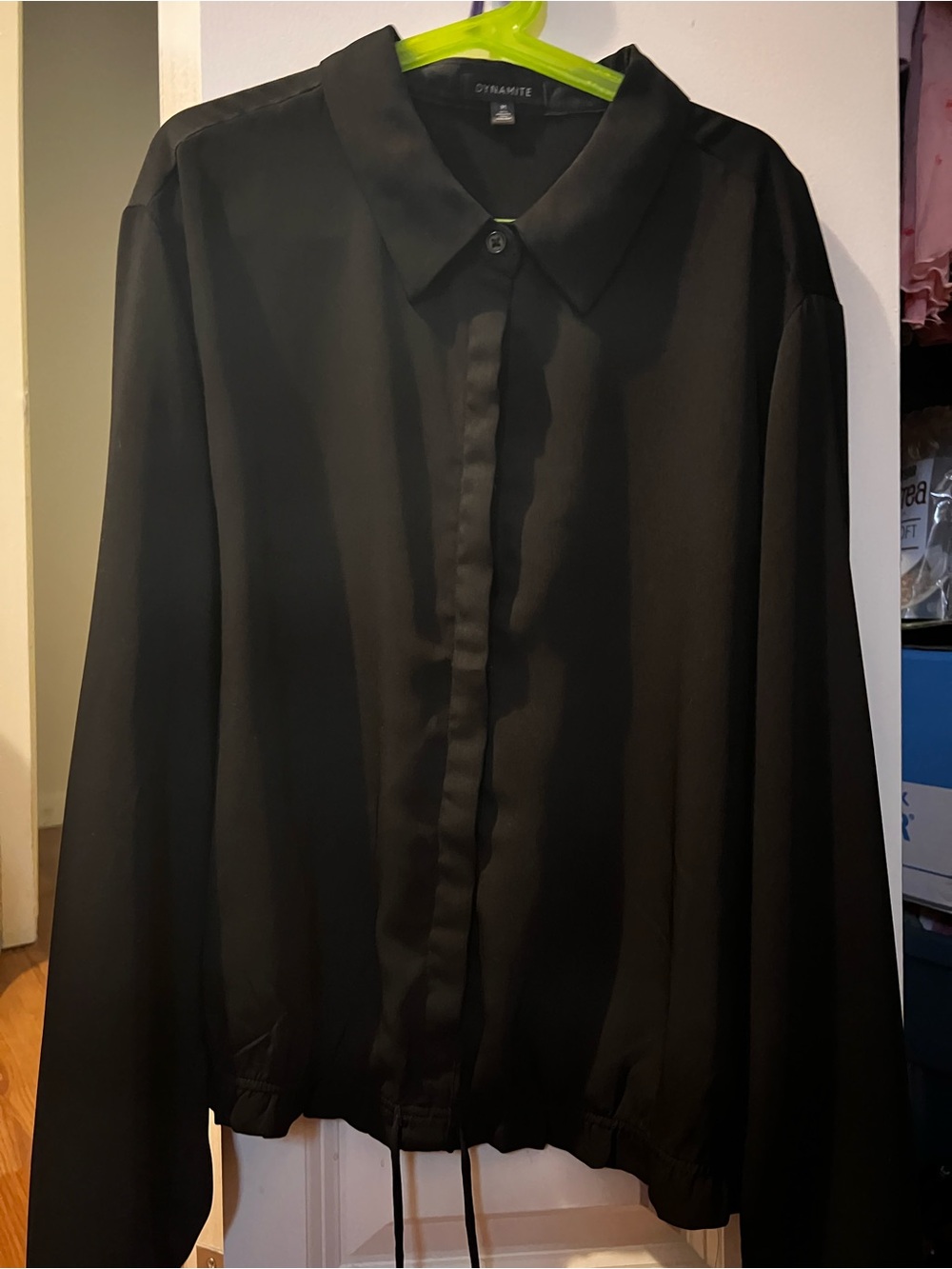 Dynamite Black Lightweight Button-Front Shirt Jacket